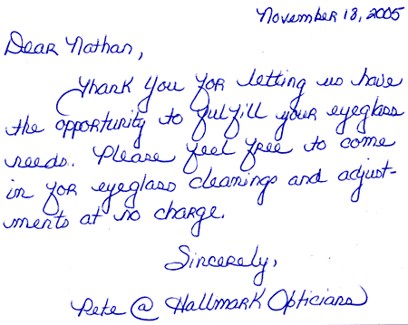 Thank you note